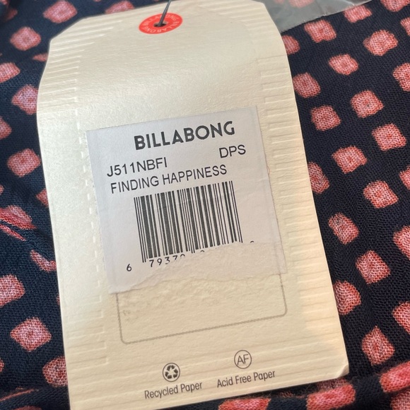 Billabong NWT finding happiness blouse size small pink and black top peasant - Picture 3 of 4